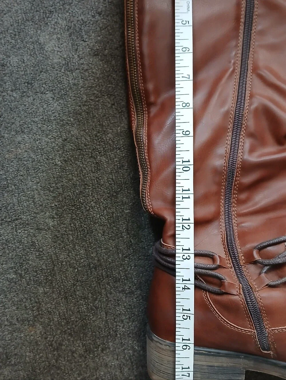 Spring Step Women’s Brown Leather Tall Riding Boots with Side Zip EU 42